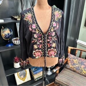 Allison New York Embroidered Top – Size L – 100% Cotton Boho Bloom